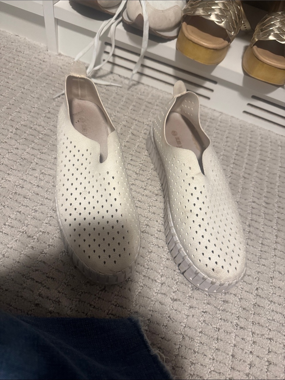 Ilse Jacobson White Perforated Slip-On Sneakers 37